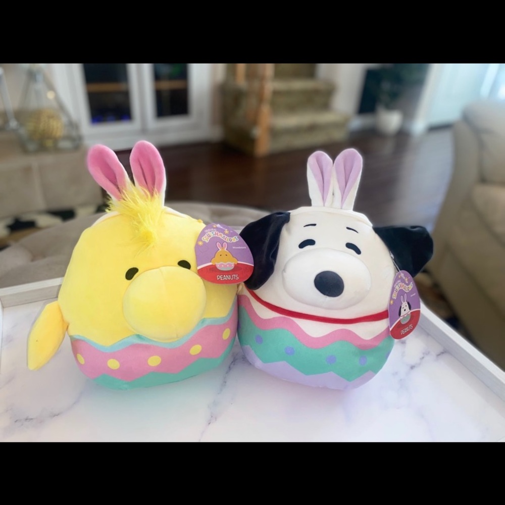 PEANUTS Snoopy and Woodstock Easter Squishmallows NWT set of 2